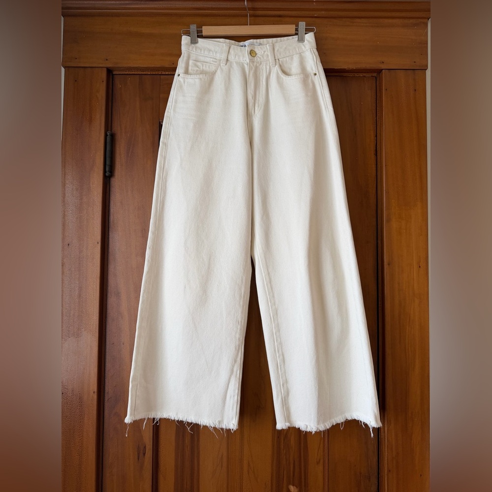 Zara Cream Wide Leg Denim